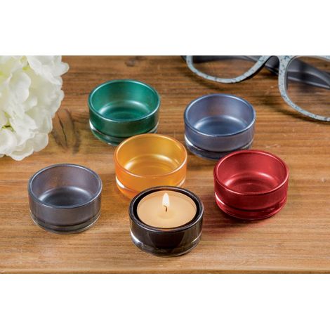 Set 6 Porta tea-light Candele in vetro colorato