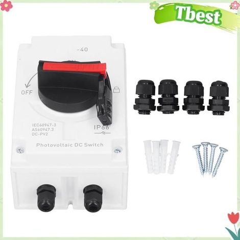 Interrupteur de déconnexion d'isolateur photovoltaïque à 4 pôles DC1200V 32A, interrupteur PV DC avec boîtier étanche IP66 pour (1/4)