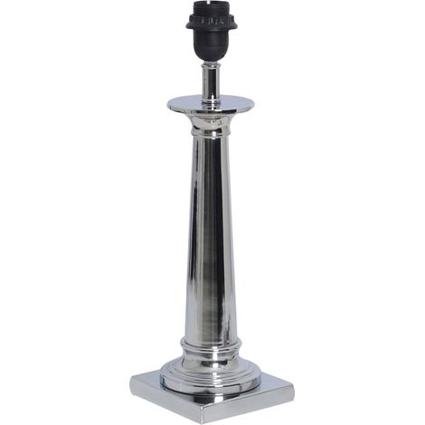 Pied de lampe à poser en métal chromé brillant pour abat-jour E27, hauteur 35 cm - PANGIVO