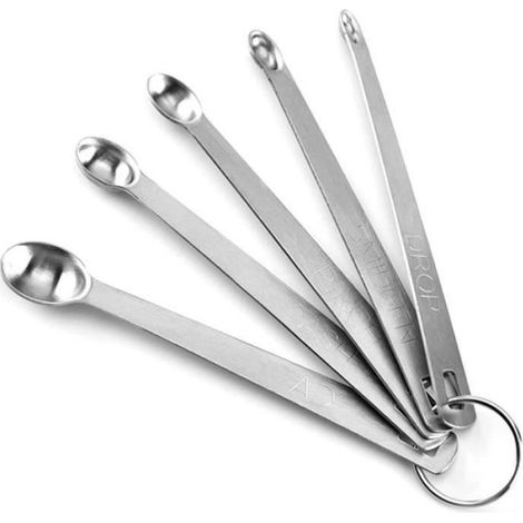 5 Cuillère à mesurer,Acier inoxydable,Échelles gravées,Design porte-clés,Cuisine liquide solide (1/4)