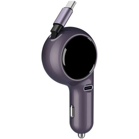 Chargeur Voiture Rétractable, Chargeur Voiture USB C 2 en 1 60W, Prise USB Voiture Chargeur Rapide