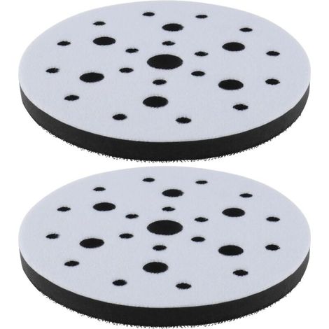 Set di 2 tamponi intermedi in spugna morbida, diametro 150 mm, con chiusura a strappo a 25 fori, da utilizzare come tamponi per lucidatura. (1/4)