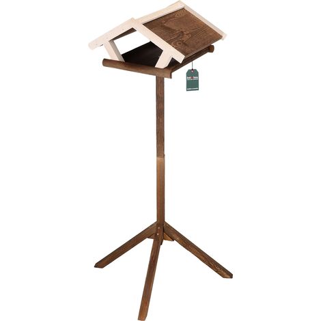 KOTARBAU® Mangeoire Oiseaux sur Pied - Bois - 45,5 x 38 x 131 cm - Marron - Maison Oiseaux Extérieur - Décoration Jardin Naturelle (1/5)