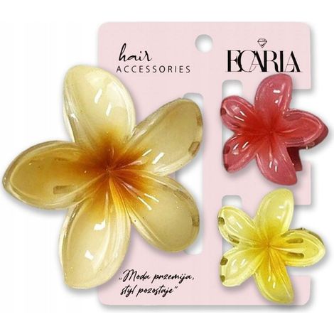 Set de pinzas para el cabello Ecarla Flower XL + 2 mini SP417 (1/2)