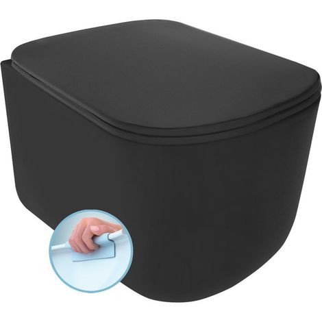 WC suspendu TRIBECA, sans rebord, 35x54cm, noir mat (1/2)