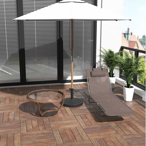Lettino da esterno in acciaio marrone, pieghevole con schienale regolabile 90°-180°, per giardino balcone piscina e campeggio (1/5)