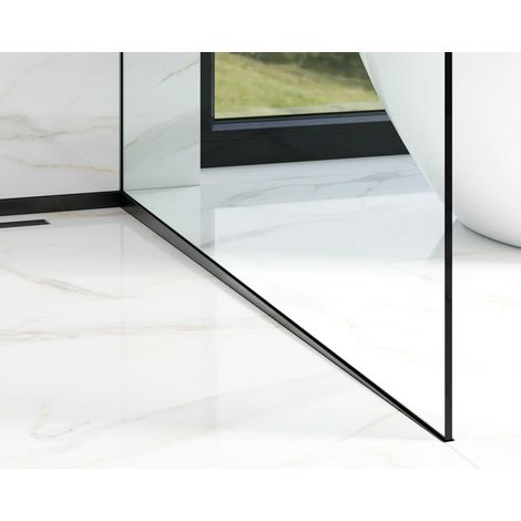 Profilo laterale destro inclinato per vetro doccia 8-10mm a pavimento 30mm x 1200mm - nero satinato