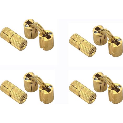 Charnières Cylindriques en Caché Charnière Invisible Tonneau pour DIY Porte Armoire Caravane 8 pcs 8 mm Bois Laiton (1/4)
