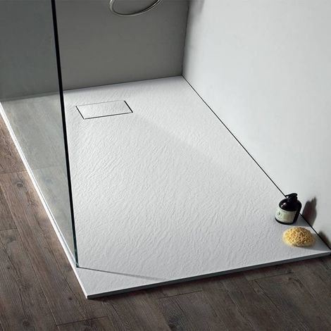 Piatto Doccia 80x80xh2,5 cm Bianco ECO Antiscivolo Quadrato - Piletta di Scarico Inclusa (1/5)