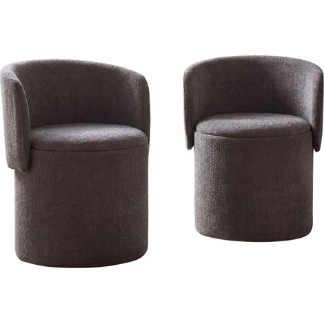Wahson Set di 2 Sedie da Pranzo con Schienale Pieghevole Sedie Imbottite in Ciniglia con Contenitore Nascosto per Soggiorno, Grigio