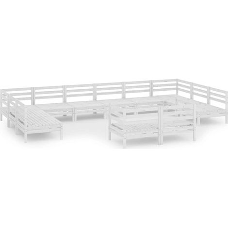 Maison Exclusive - Set Salotto da Giardino 12 pz Bianco in Legno Massello di Pino (1/5)