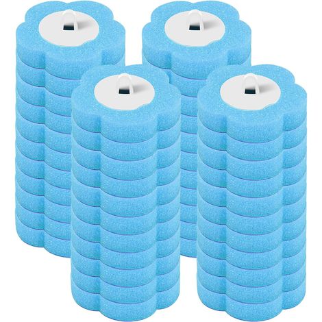 Lot de 48 têtes de brosse de toilette, jetables, avec recharges de détergent, pour lavabo, baignoire, lavabo, piscine (bleu) (1/5)