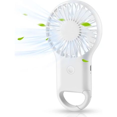 Ventilateur à Main Portable Mini Ventilateur Silencieux, Avec Mousqueton Portable, Convient Pour La Maison, Le Bureau et Les Voyages (blanc) (1/5)