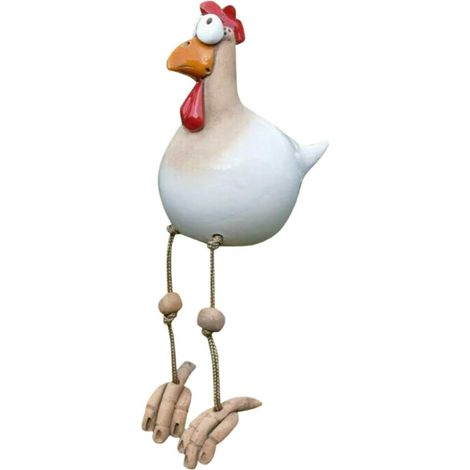 Poulet Décoratif, Coq Résine et Céramique 25 cm, Décoration de Jardin Piquet de Jardin Figurine Patio Résistant aux Intempéries (Style D)-Fei Yu (1/2)