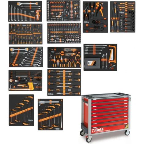 Beta BW 2400S XL9/E-XL Cassettiera antiribaltamento con assortimento in termoformati 483 Pz. - Rosso