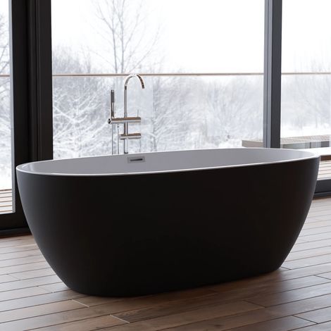 Baignoire Ilot Samba 170 noire 170 x79 x58 cm, by SPALINA
