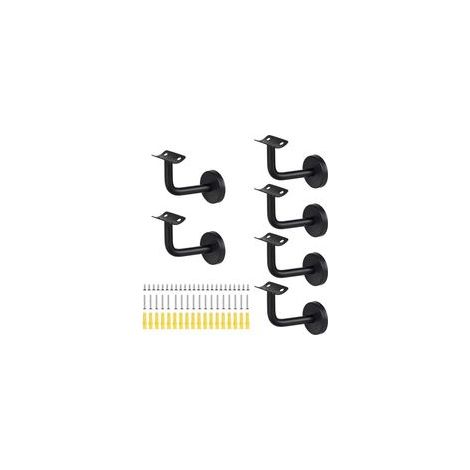 Support main courante Acier inoxydable supports de rampe main Supports de main courante d'escalier Support mural de rampe en bois pour rampes d'escalier intérieures et extérieures (Bend-6Pcs)