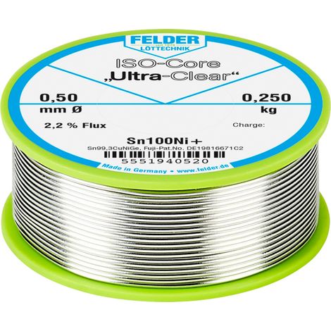 Felder ISO-Core "Ultra-Clear" Sn100Ni+ Lötzinn, bleifrei Spule Sn99,25Cu0,7Ni0,05  0.250 kg 0.5 mm