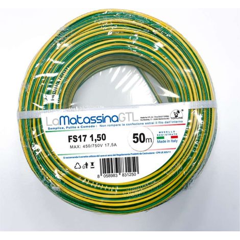 Cavo FS17 giallo verde in matassa 50m