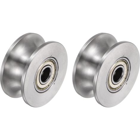 2Pièces Roue à Gorge en U, 1,89" Rouleaux à Double Roulement en Acier Inoxydable 304 pour Rail Inversé, Machines Industrielles, Portail Coulissant (1/5)