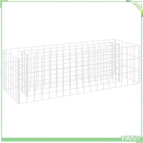 Jardinière gabion surélevée - FAFEICY - 145629 - Acier galvanisé - 90x30x30 cm - Argenté (1/5)