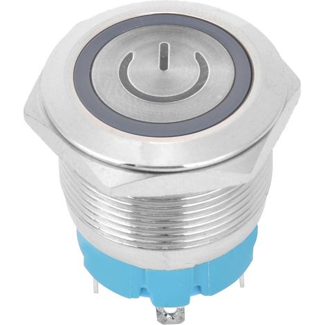 Lot de 2 interrupteurs à bouton-poussoir 4 broches 3-6 V CC, tête plate ronde de 22 mm, avec témoin lumineux d'alimentation (blanc). (1/5)