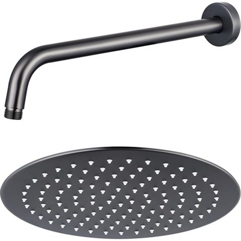 FugaFlow Eccelente Acces Douche de tête - 30cm - ronde - bras mural 35cm - Gunmetal PVD brossé