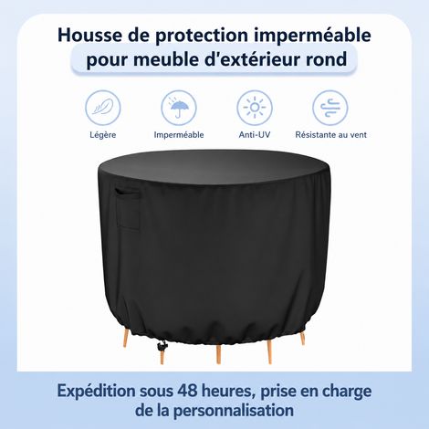 Housse de protection ronde 183 x 71 cm pour mobilier de jardin en tissu Oxford 210D noir 183 71 600 g – Livraison gratuite (1/5)