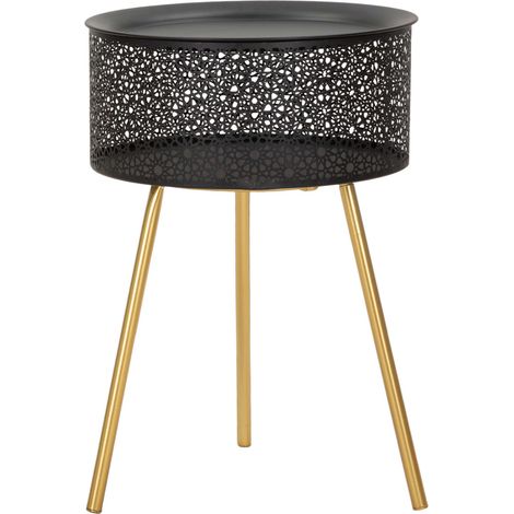 Tavolino da Salotto Mukall, Contenitore, un Vano, Piano Sollevabile, 35x35x50h cm Nero