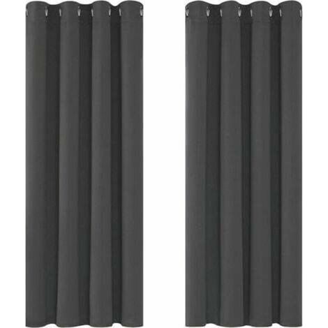 Rideaux Occultants Isolant Thermique Anti Froid, 117x138 CM (Largeur x Hauteur), Design Moderne à Oeillets, Rideaux pour Salon et Chambre, Gris Foncé, 2 Pièces (1/4)