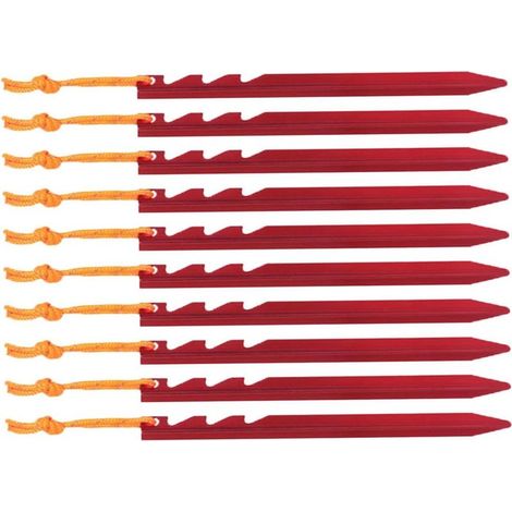 Lot de 10 piquets de tente robustes pour le camping, les activités de plein air, la plage et la randonnée. (1/5)