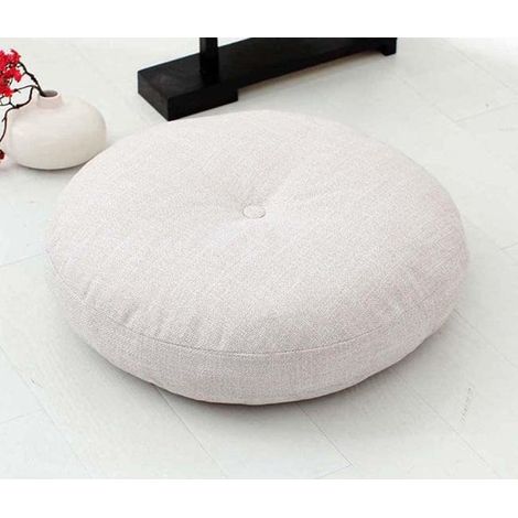 Cojín redondo, suave y grueso, para silla, ideal para balcón, tatami, terraza, ventanal, sala de estar, suelo o cualquier espacio del hogar (40 x 40 cm, blanco) (1/4)