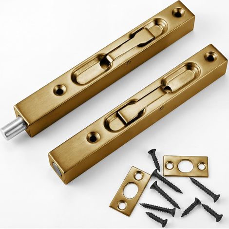 Lot de 2 loquets coulissants pour porte dissimulée en acier inoxydable 304 brossé pour portes françaises en bois (finition vert-de-gris) (1/5)