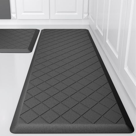 Kitchen floor mat, oil-proof and waterproof, suitable for bathroom showers, toilets, and bathtubs - Black - 441201.2CM