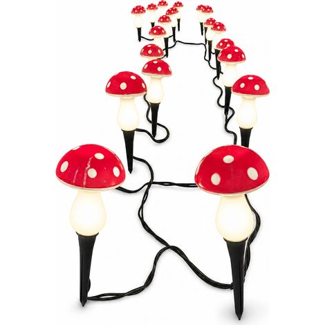 Lampes Solaires LED Champignon, 20 Piquets Rouges Imperméables pour Jardin Extérieur (1/5)