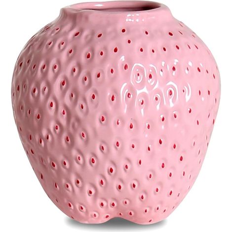 Mini-Erdbeervase aus Keramik, einzigartig für Zuhause, Küche, Büro und Tischdekoration, klein, rosa (1/4)