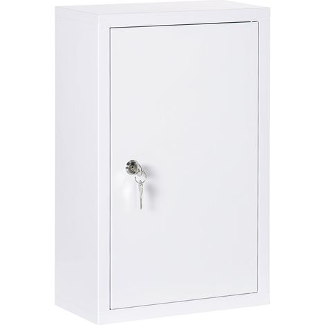 Armadietto Medicinali da Parete 30x14x46 cm 2 Chiavi in Acciaio Bianco (1/5)