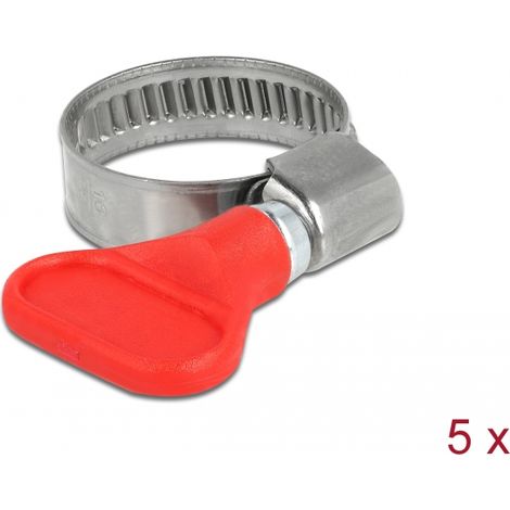 Delock Abrazadera de manguera de mariposa de acero inoxidable 400 SS 16 - 25 mm 5 piezas rojo