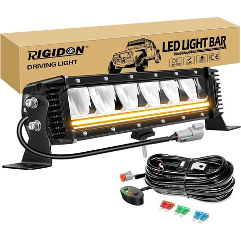 13 Pouces 32 cm 40W 4000LM Barre de Led 4x4 avec 12v faisceau kit, Ambre DRL, Straight light bar, Barre lumineuse led pour offroad Véhicules Voiture camions ATV UTE, 6000K feu antibrouillard (1/5)