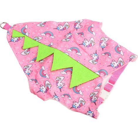 Vêtements pour lapin style dinosaure en polyester doux, couleurs vives, très polyvalents, avec laisse pour lapin rose licorne. (1/5)