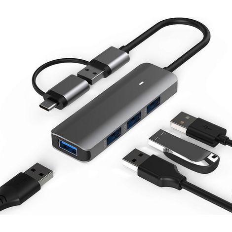 4/5 in 1 USB 3.0 Dockingstation Typ-C, tragbarer Hub mit SD/TF-Kartenleser, Vier-in-Eins-Multifunktionsgerät für Laptop und Tablet.