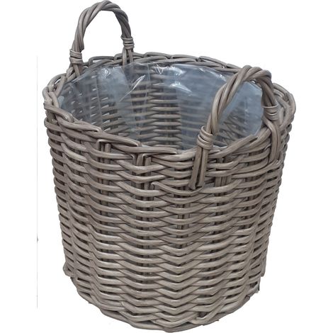 TrendLine Pflanzkorb Blumenkasten Blumentopf Ø 46 x 34 cm Geflochten Beige