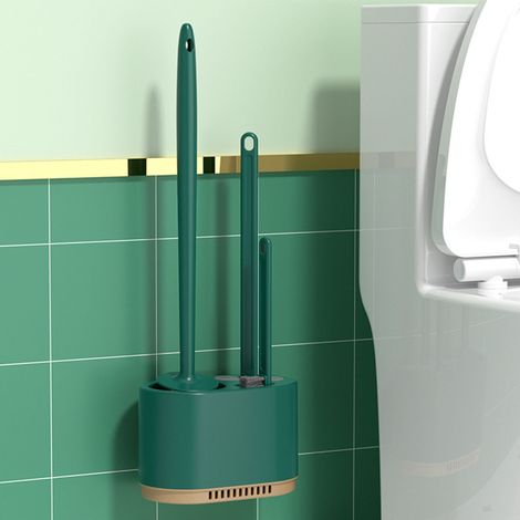 Ensemble Brosses WC 3en1 Plastique avec Fixation Murale pour Salle de Bain