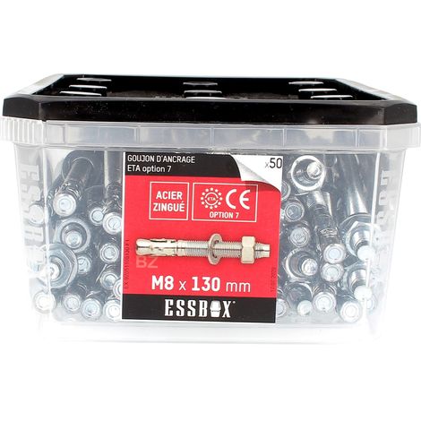 ESSBOX de 50 Goujons D'Ancrage 8X130 Acier (1/2)