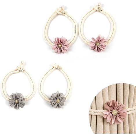 Embrasse Rideau, 4 Pièces Corde à Rideaux, Frais et Simple, Réglable Attache Rideau, avec Petites Épingles à Fleurs, pour Fixer et Décorer Les Rideaux (1/4)