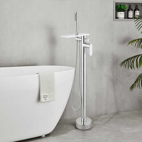 Robinet de Baignoire sur Pied, Robinet de Bain avec Douchette et Tuyaux (1/5)