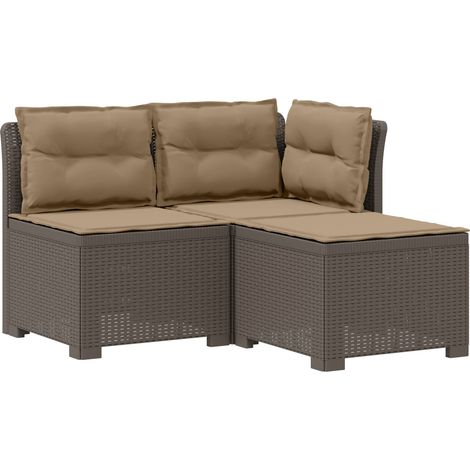 Maison Exclusive - 3-Sitzer Garten Sofa mit Kissen Rattan-Look PP (1/5)