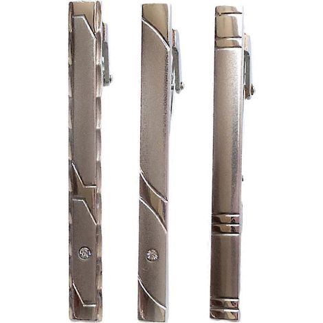 Lot de 3 cravates pour homme, accessoires de cravate, pince à cravate en acier inoxydable bleu, cadeau pour homme-6X0.5cm (1/3)