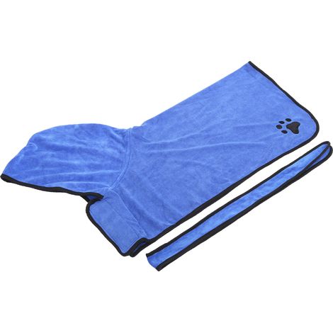 Peignoir de bain absorbant en fibre pour animaux de compagnie, avec capuche et ceinture, pour chien, taille XL. (1/5)