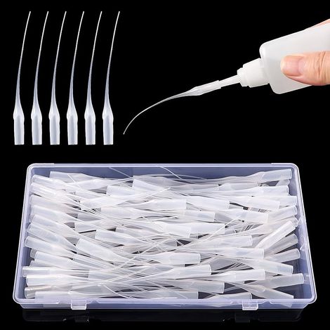 100 Pièces 0.1mm Plastique Micro-pointes Colle, Embout de Bouteilles de Colle, Micro-Pointes de colle Plastique Longue Bouche, pour Loisirs Créatifs Modélisme Loisirs Créatifs